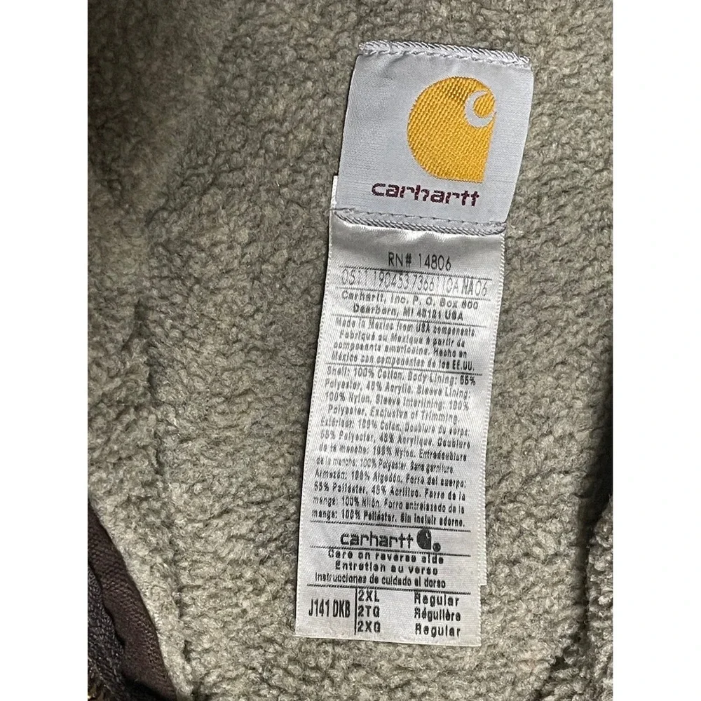 Carhartt J141 DKB Sandstone Sierra Jacket Sherpa Lined Dark Brown Mens 2XL Reg